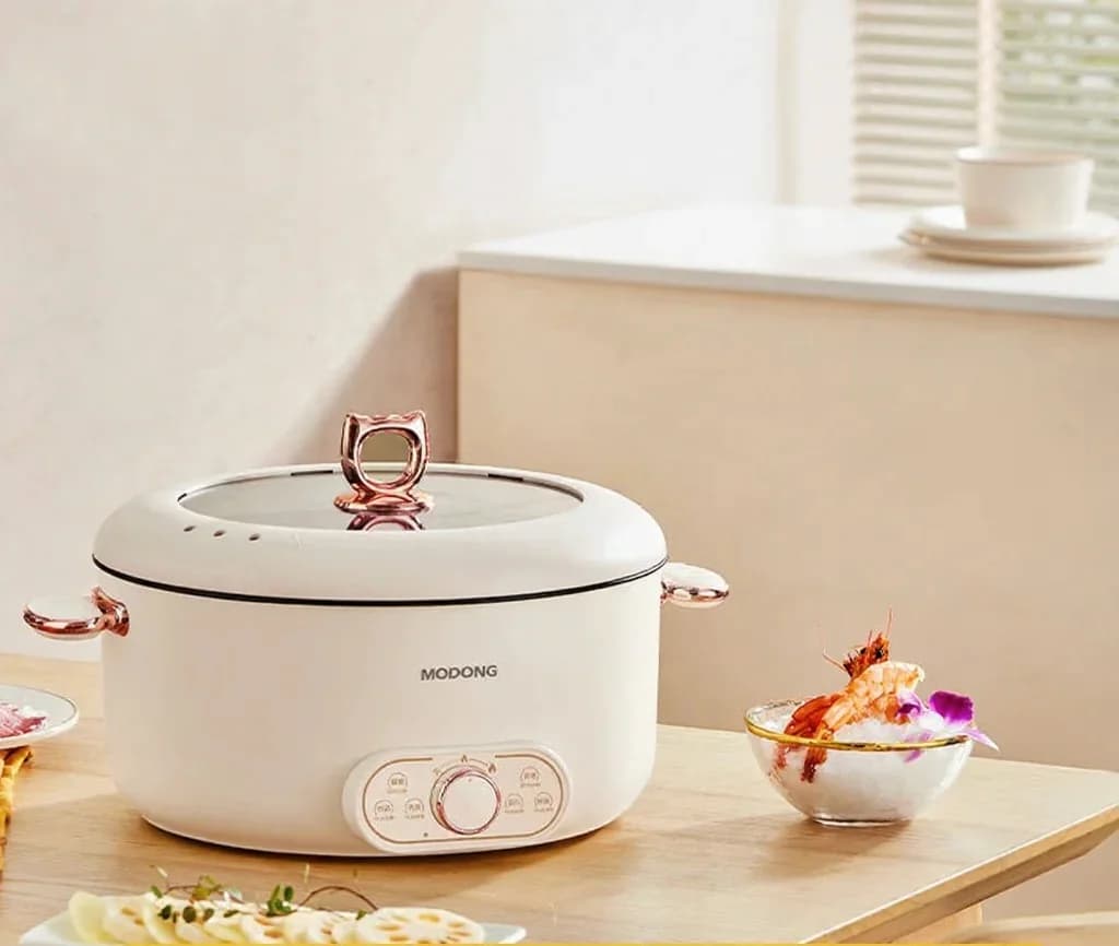 6L elektrisk hotpot med dampkurv, non-stick