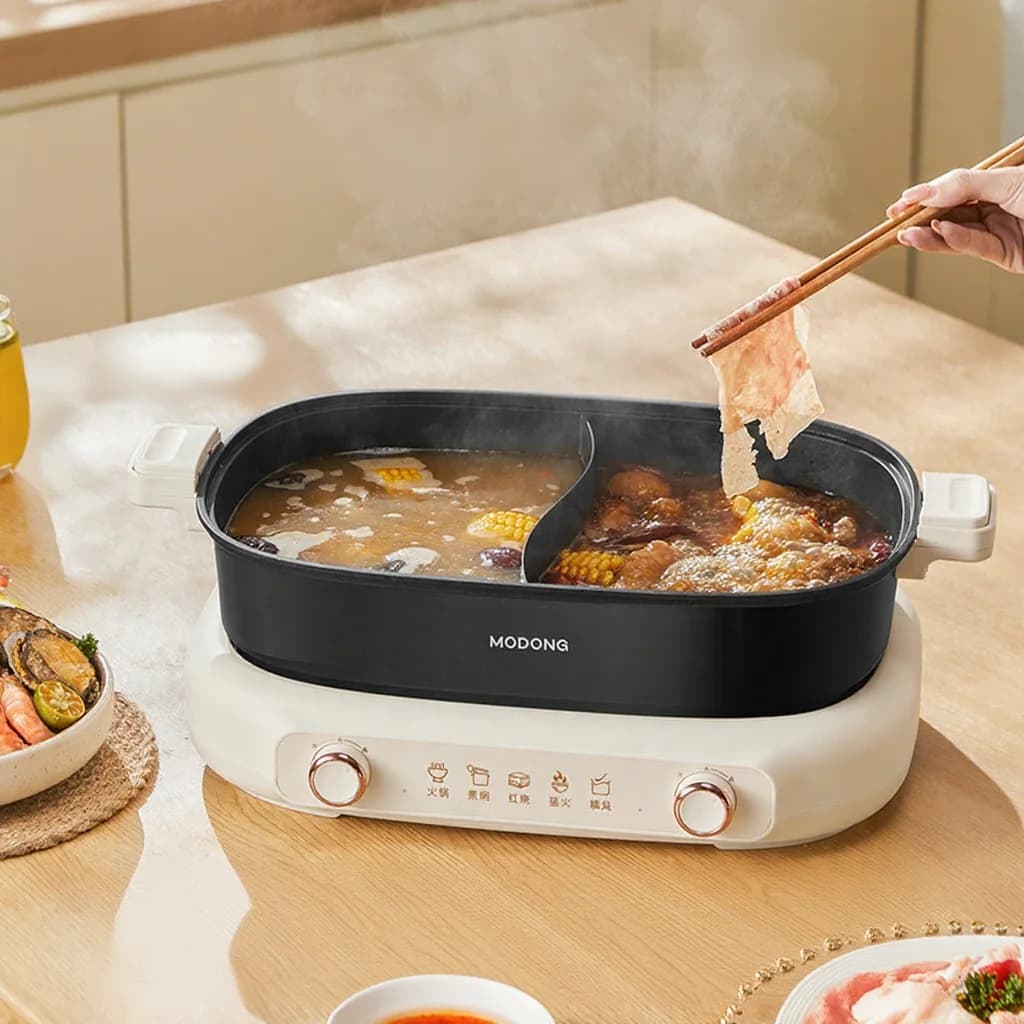 Delt elektrisk hotpot 7L med dobbelt temperaturkontrol