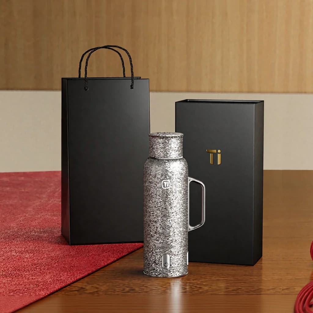 Isoleret kop i rent titanium med temperaturskærm, 601-700ml