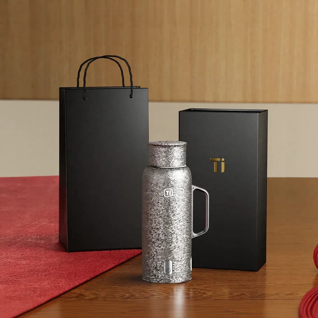 Isoleret kop i rent titanium med temperaturskærm, 601-700ml