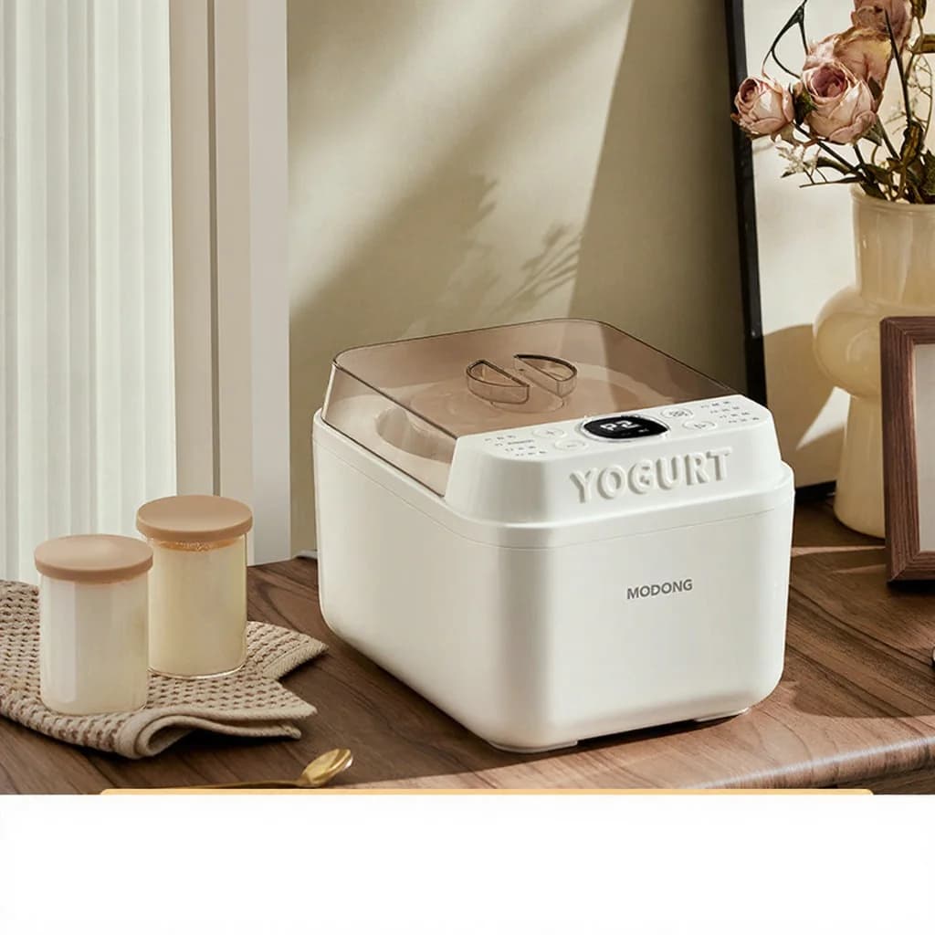 Elektrisk yoghurmaskine med glasindergryde og timer