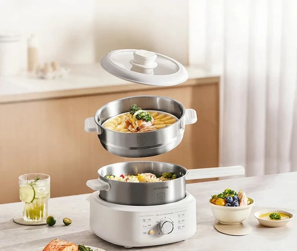 Elektrisk hotpot i rustfrit stål med damper, 3L, 220V