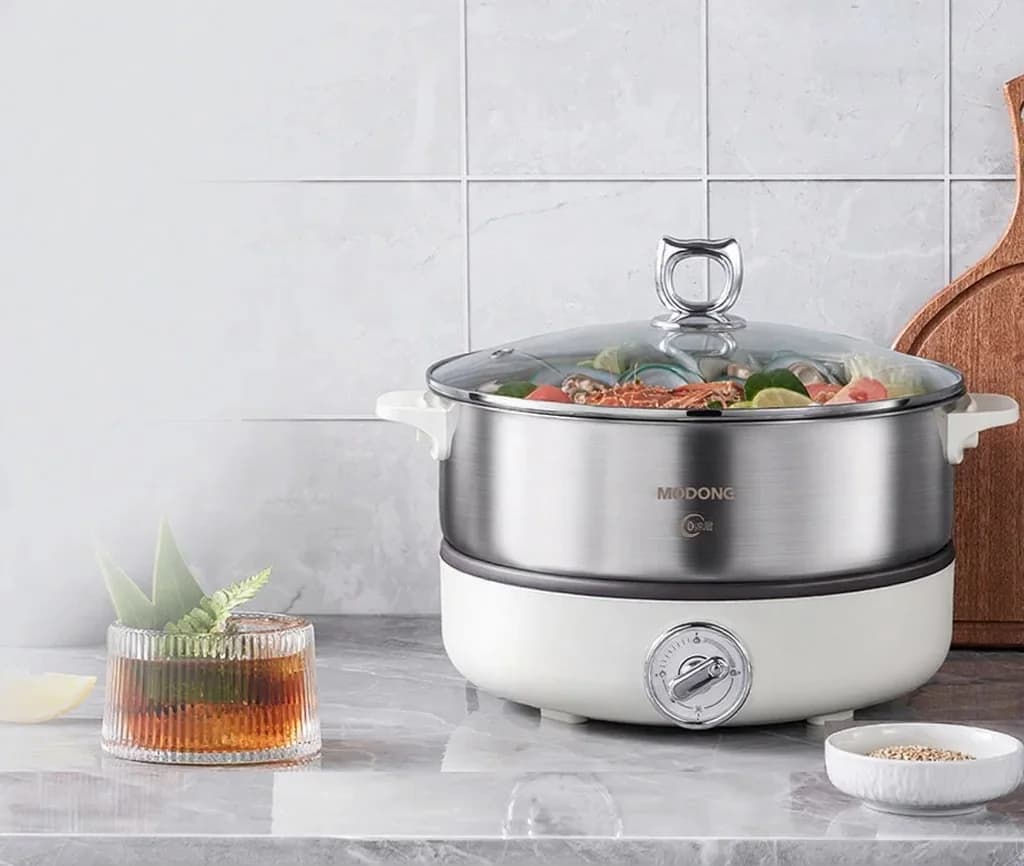 Delt elektrisk hotpot med grydeforing i rustfrit stål 1500W