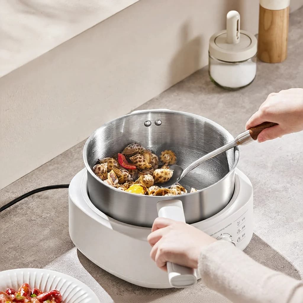 Rustfrit stål elektrisk hotpot med damper, 3L, 220V