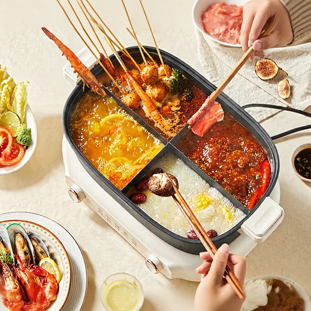 Delt elektrisk hotpot 7L med dobbelt temperaturkontrol