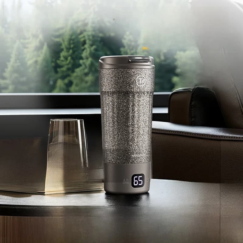 Bærbart titanium elektrisk varmebæger 400ml temperaturdisplay