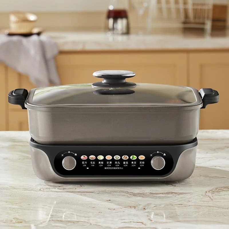 Elektrisk delt hotpot, dobbelt drejeknapsstyring, 8L, sort