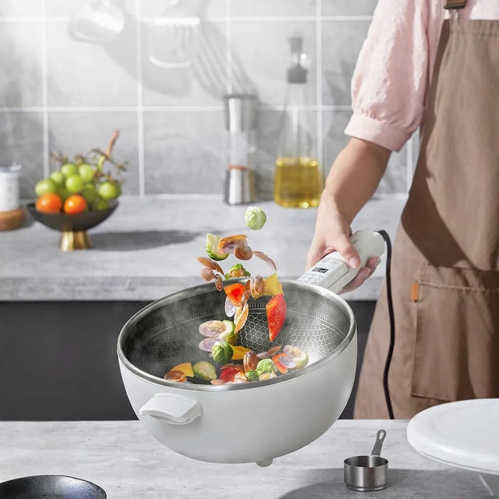 Elektrisk multifunktionel hotpot med dampkurv 5L 220V