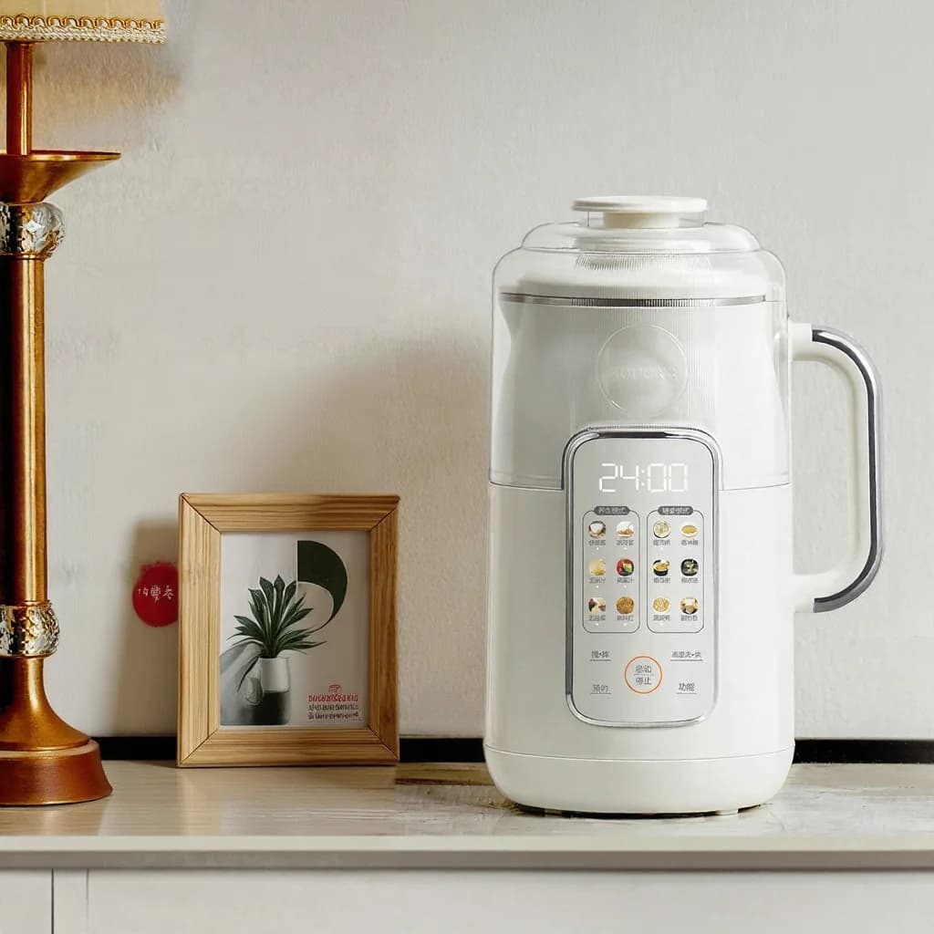 1,2L opvarmnings-sojamælksmaskine med blender og indre beholder i rustfrit stål
