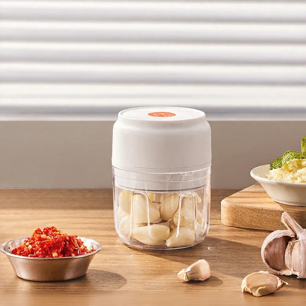 Bærbar elektrisk hvidløgshakker 250 ml trådløs foodprocessor