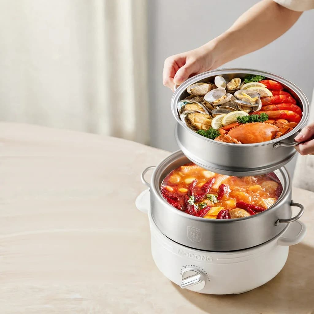 Opdelt elektrisk hotpot i rustfrit stål, 2L, 3 varmeindstillinger