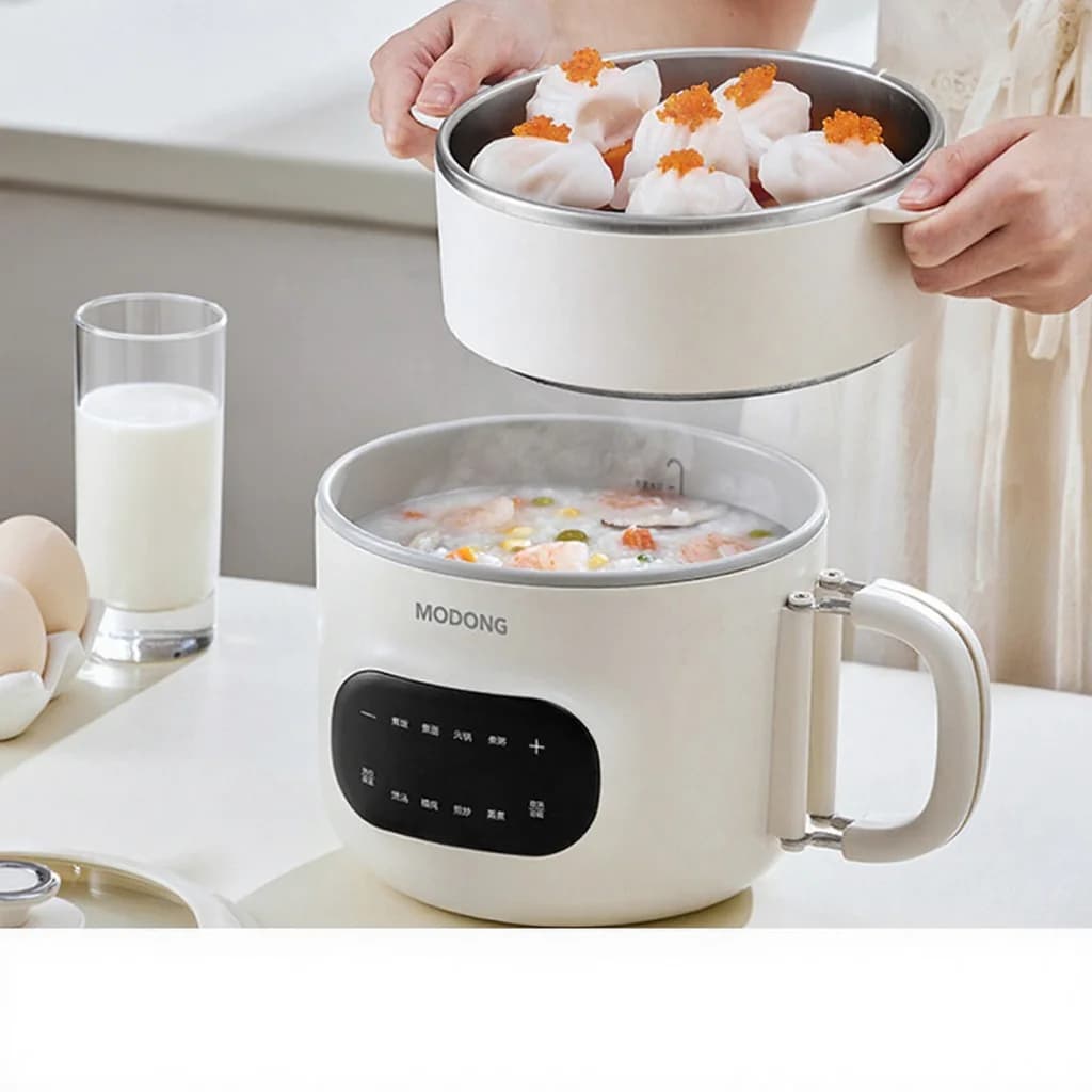 Mini elektrisk kogekar 2L non-stick keramisk indergryde med steamer