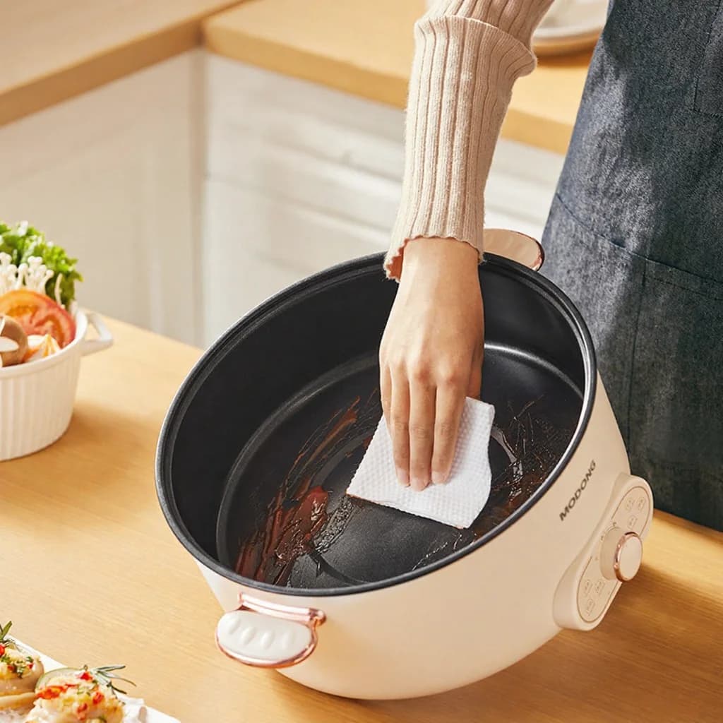 6L Elektrisk Hot Pot med Dampkurv, Non-stick