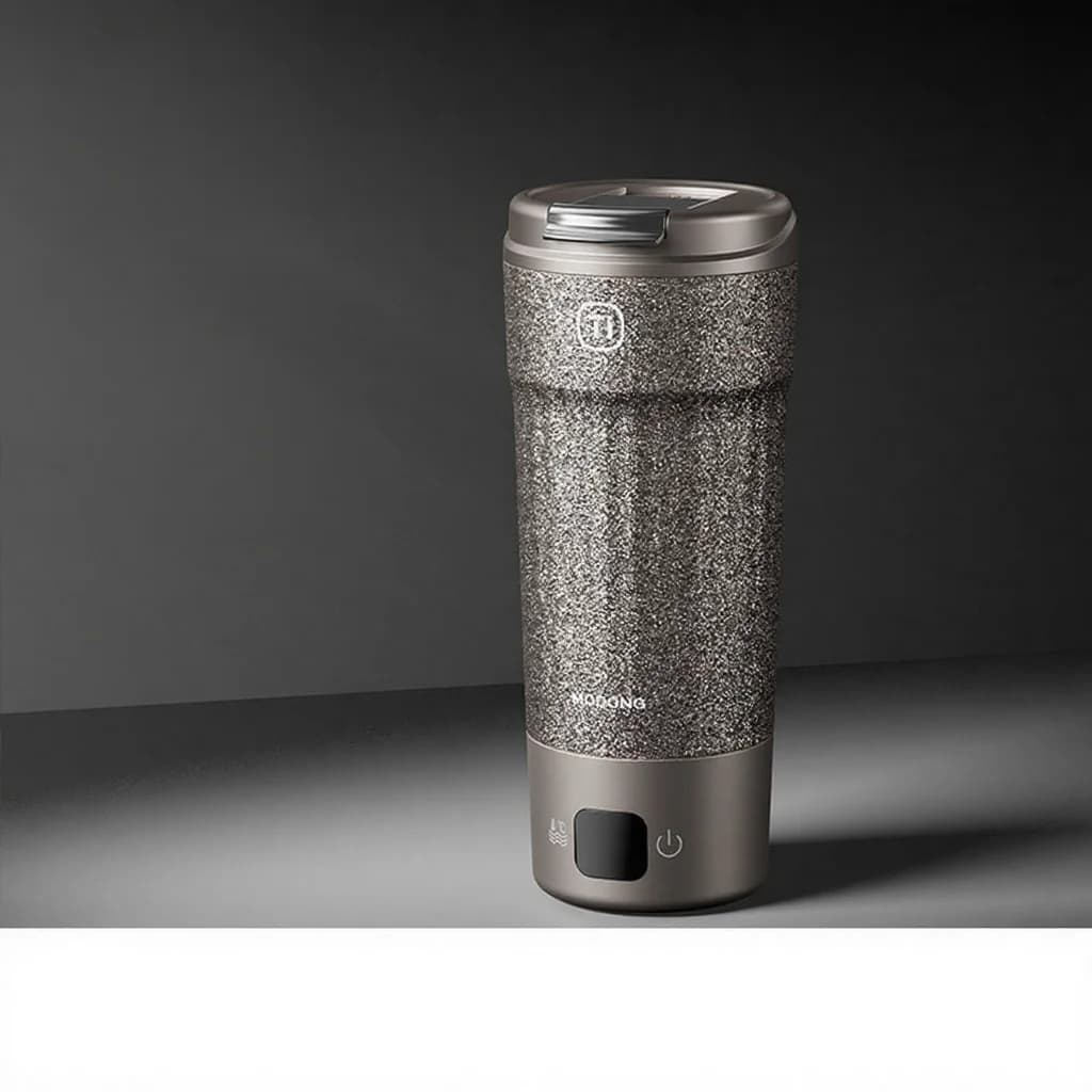 Titanium elektrisk rejsekop 400ml med temperaturdisplay