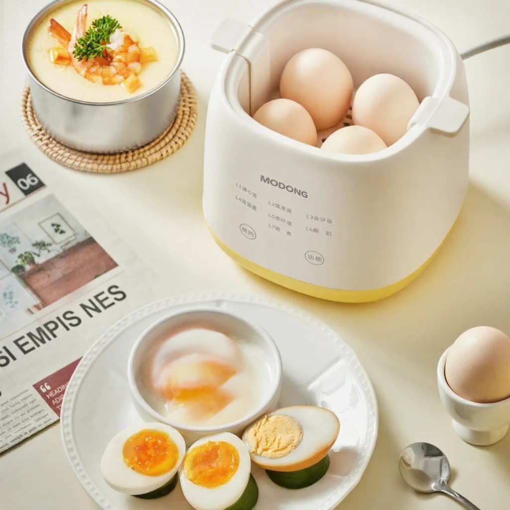 Elektrisk æggekoger til 4-6 æg med skål til æggecustard