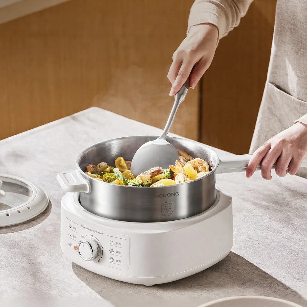Rustfrit stål elektrisk hotpot med damper, 3L, 220V