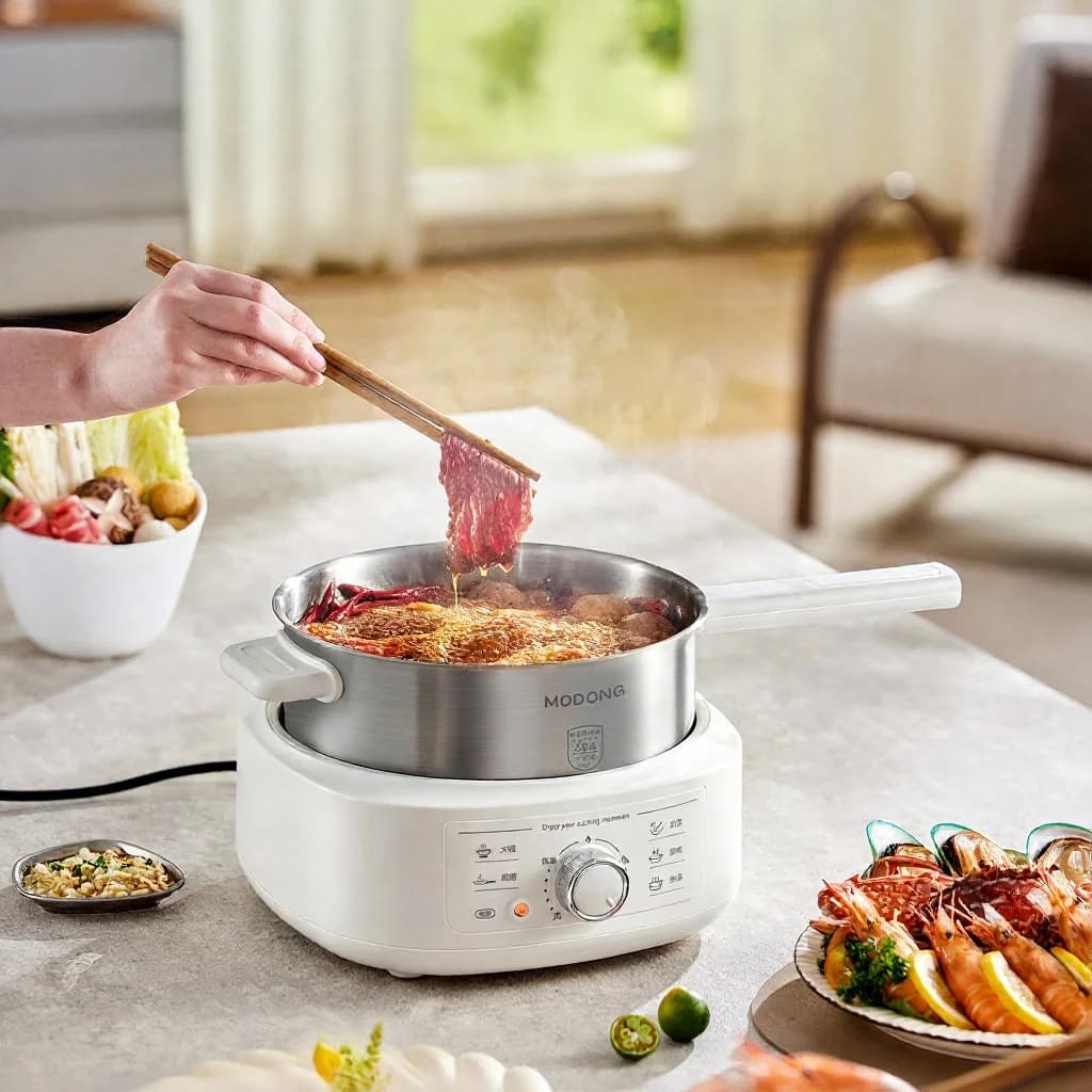 Rustfrit stål elektrisk hotpot med damper, 3L, 220V