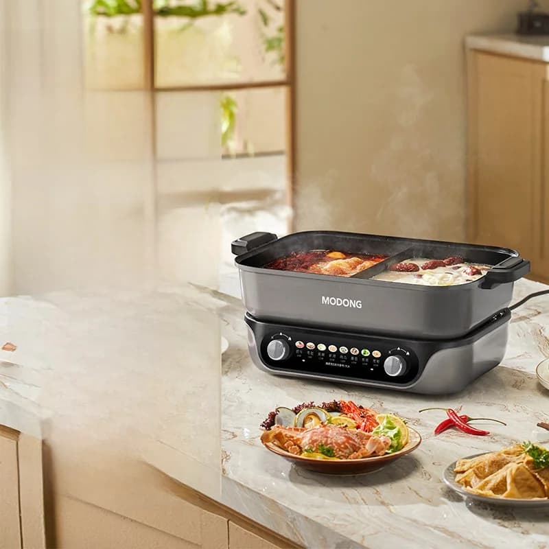 Delt elektrisk hotpot med nonstick-belægning, 8L kapacitet