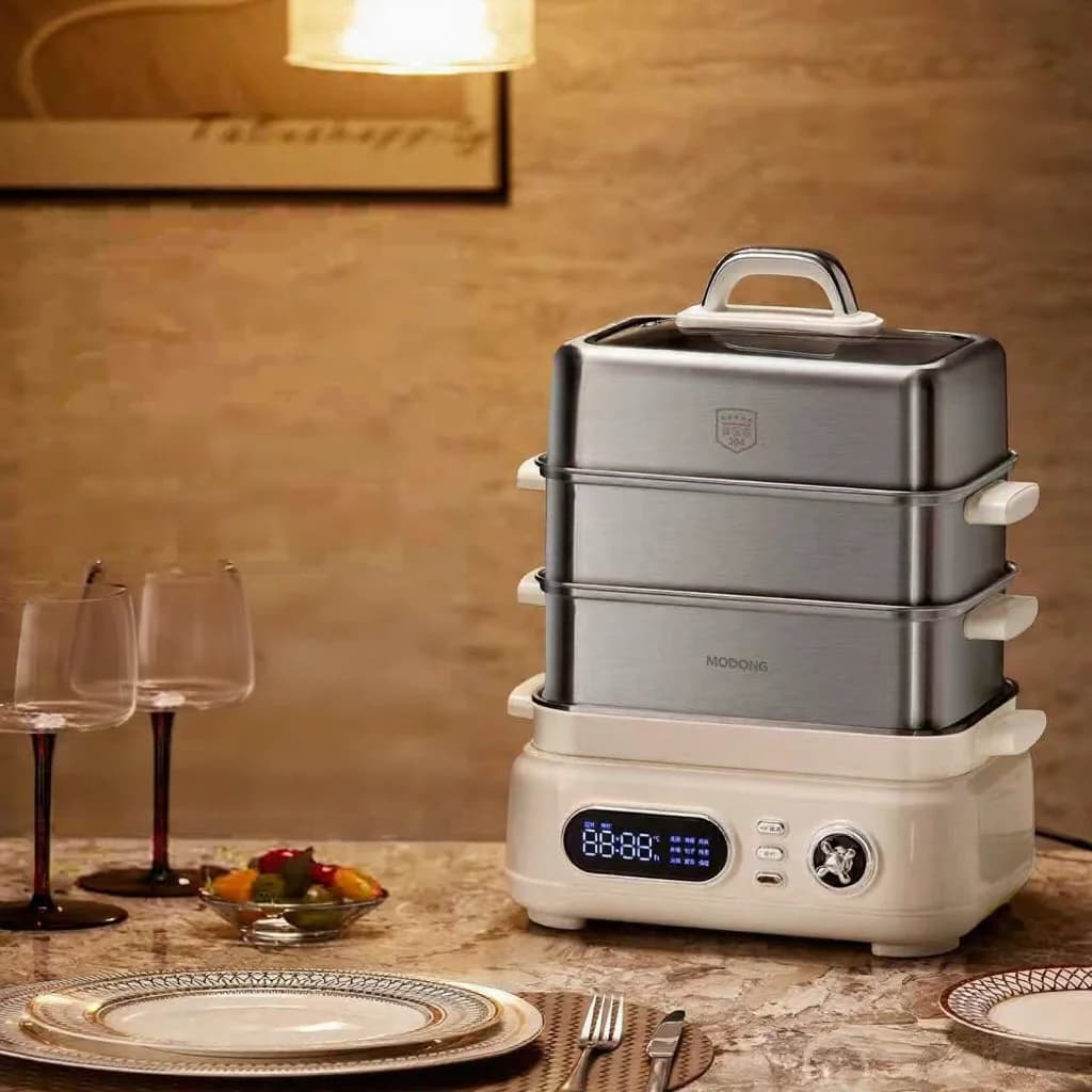 Elektrisk rustfrit stål 3-etagers dampkoger 18L 220V 1500W