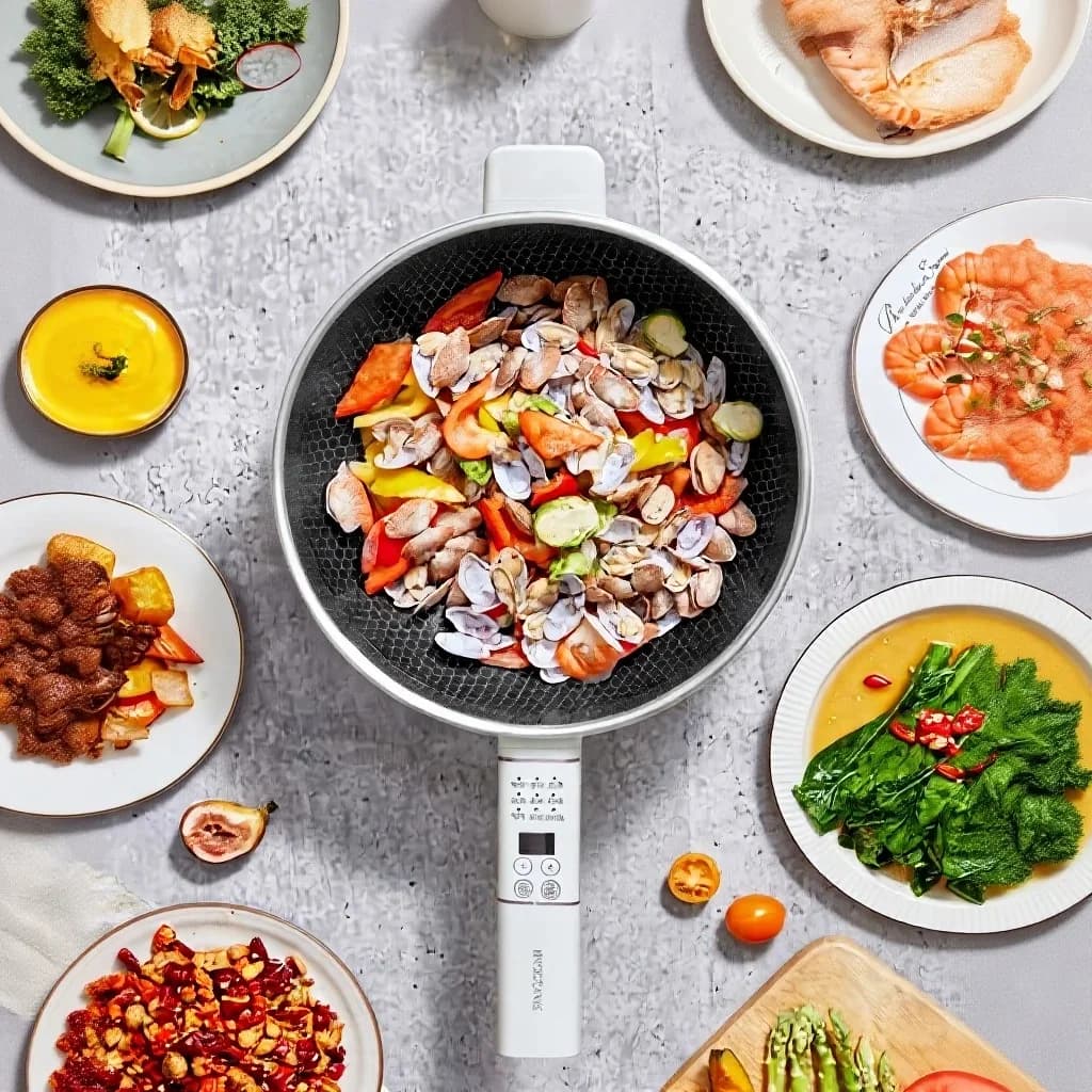 Elektrisk multifunktionel hotpot med dampkurv 5L 220V