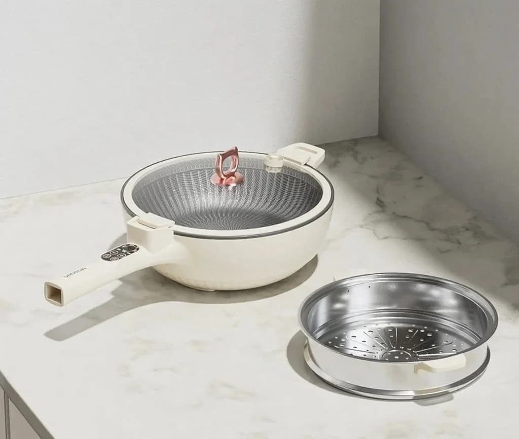 6L elektrisk kogekar med steamer i rustfrit stål
