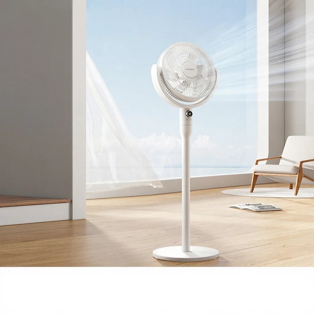 Bordventilator til luftcirkulation med stemmestyring og oscillation