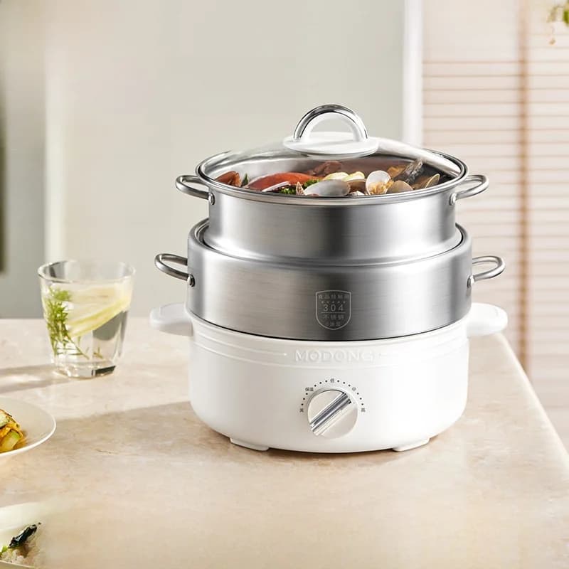 Delt elektrisk hotpot i rustfrit stål 2L 3 varmeniveauer