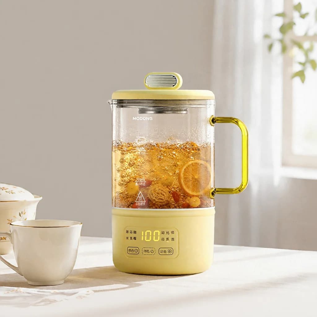 Elektrisk glaskedel til sundhed, 600 ml, 500 W, med hold varm og timer