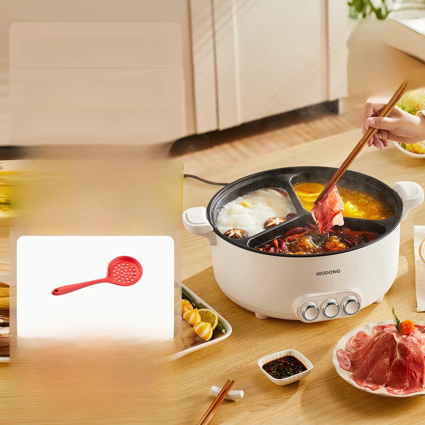Elektrisk hot pot med skilleindsats 6L-8L, 220V, 5-6 personer