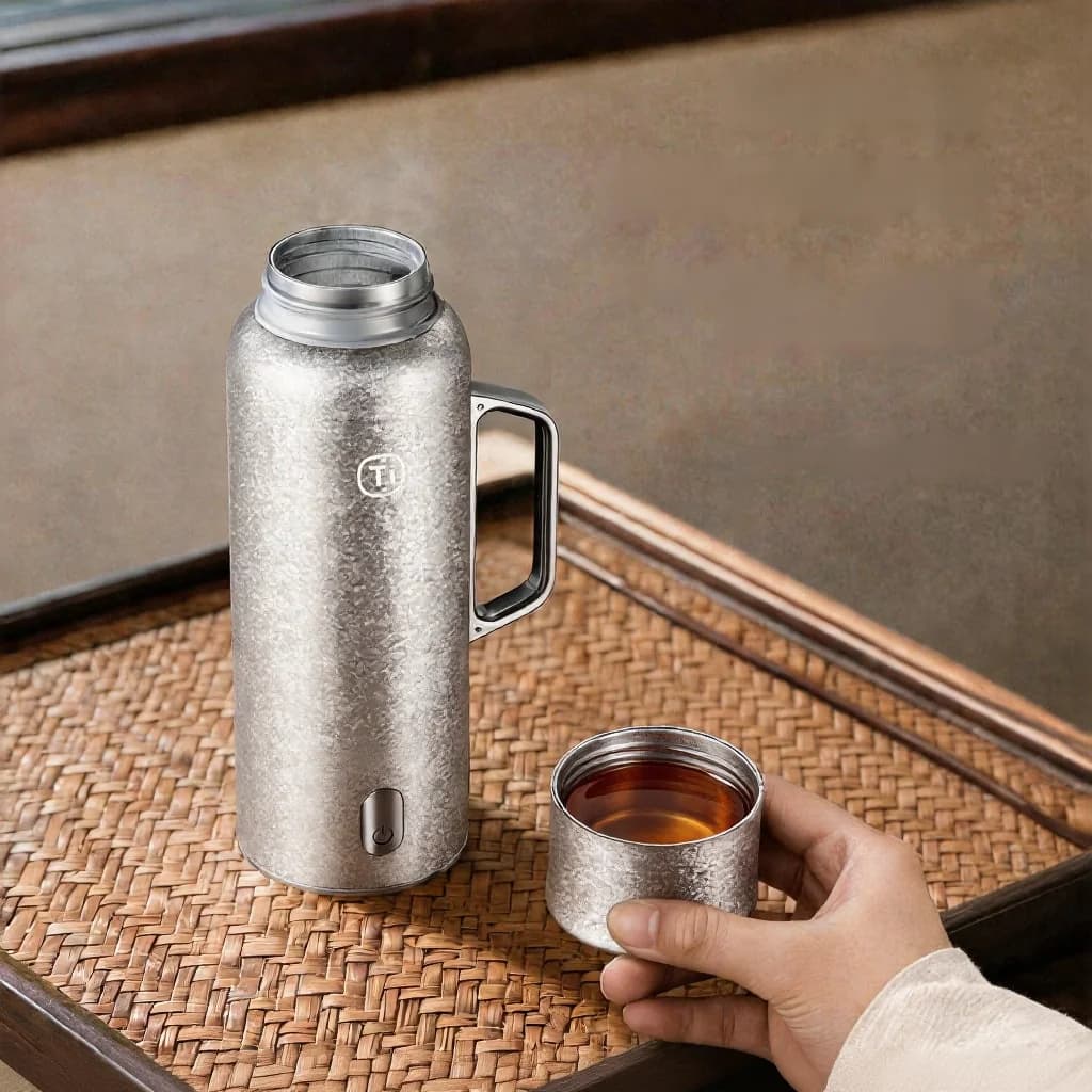 Titanium opvarmet isoleringskop med hank 680ml gaveæske
