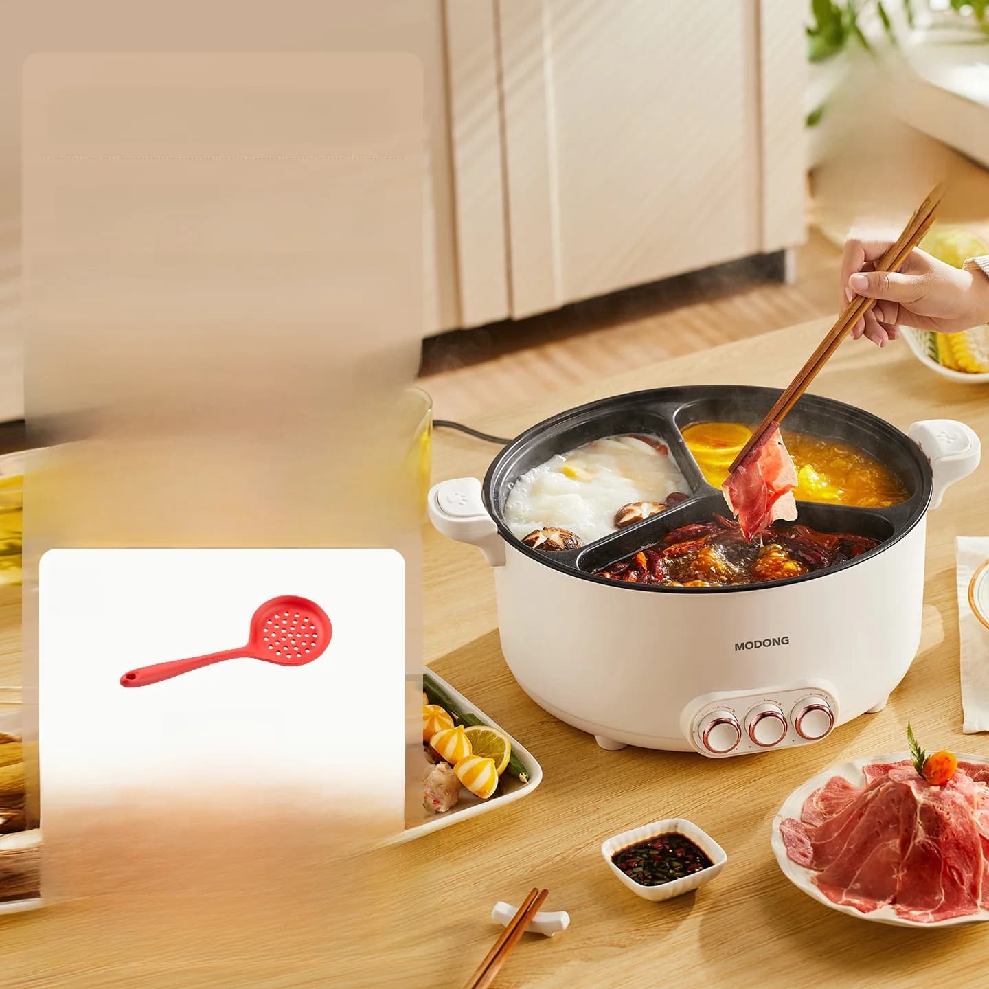Elektrisk hot pot med skilleindsats 6L-8L, 220V, 5-6 personer