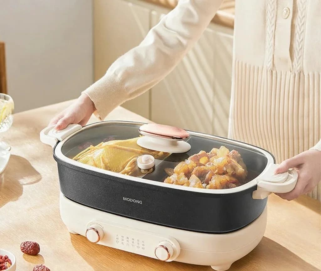 Delt elektrisk hotpot 7L med uafhængig temperaturkontrol i to zoner