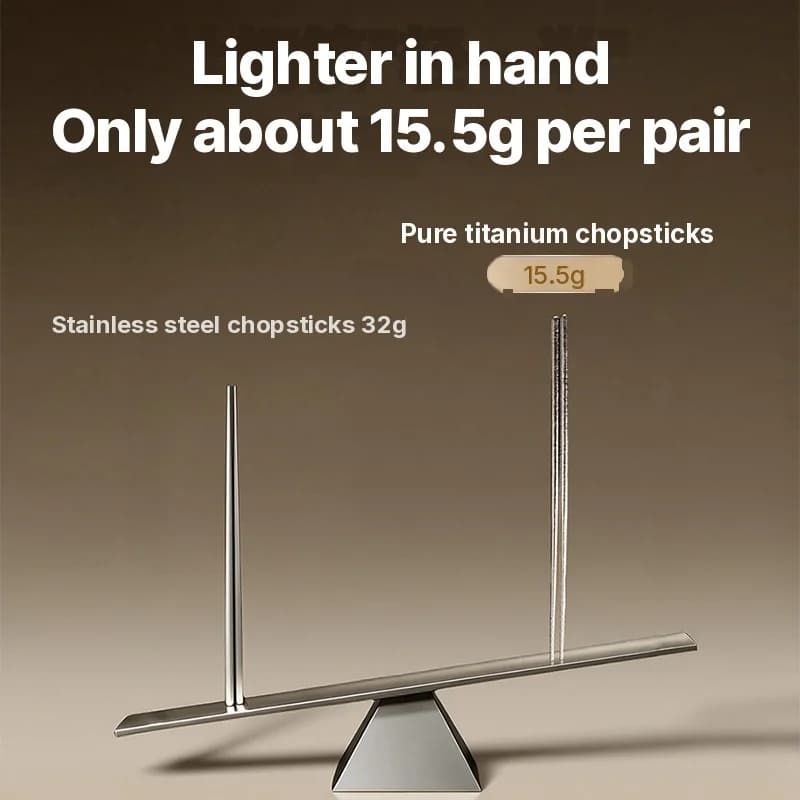 Sæt med pure titanium spisepinde, 5 par, 23cm, spejlpoleret