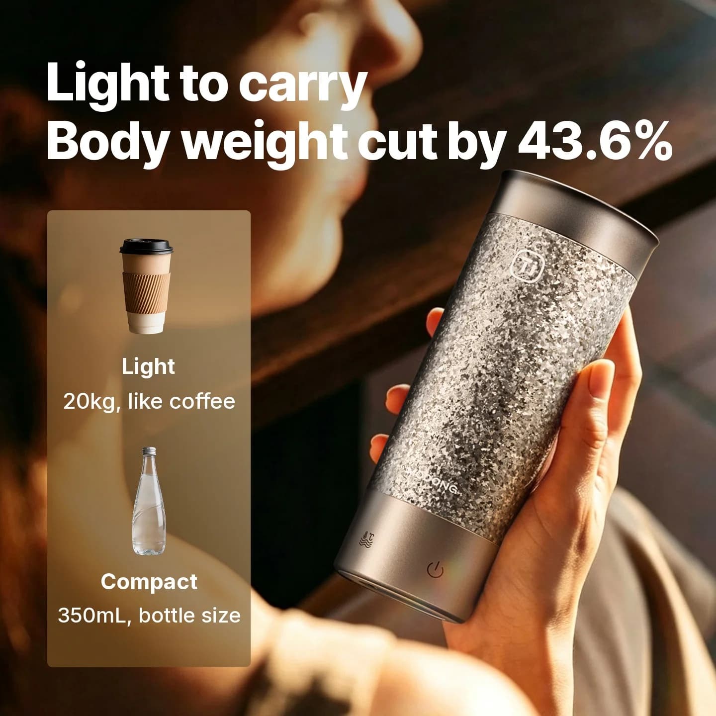 Titanium elektrisk rejsekop 350ml med temperaturkontrol