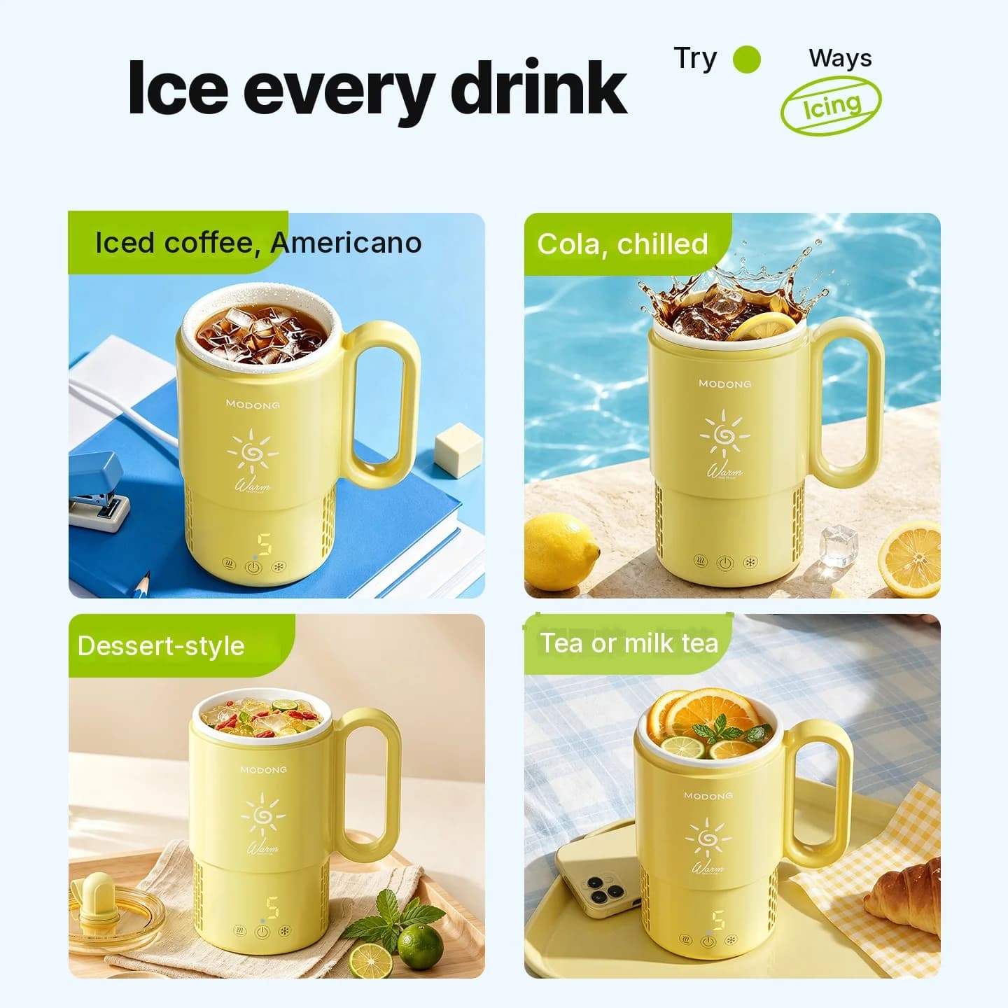 Mini køle- og varmekop, 450ml, 36W, touch-styring