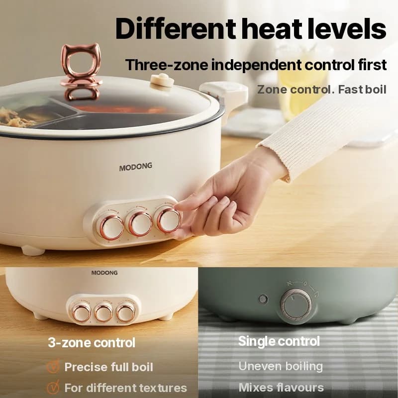 Elektrisk hotpot med rumdeler, 6L-8L, 220V, 5-6 personer