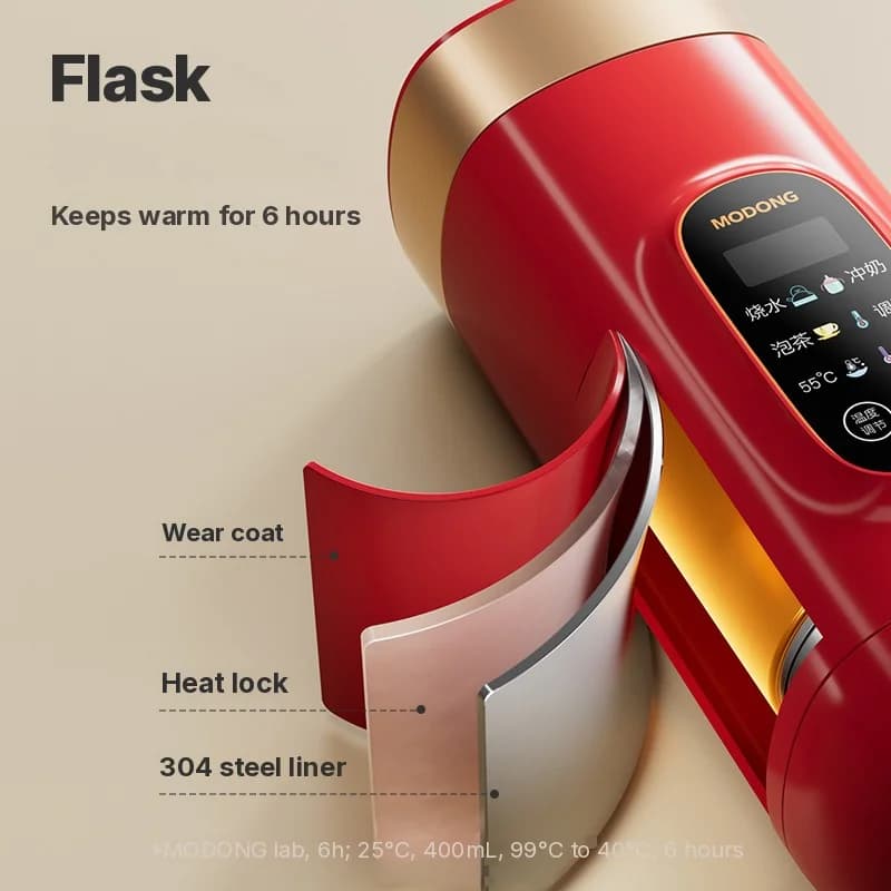Bærbart elektrisk varmebæger 650ml 304-foring 220V