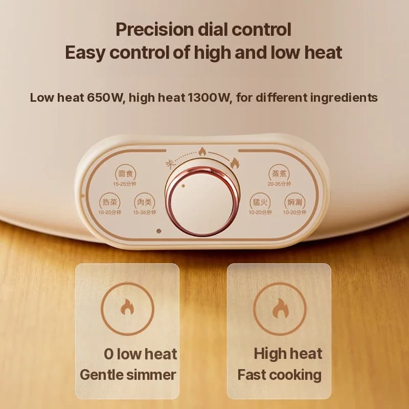 6L Elektrisk Hot Pot med Dampkurv, Non-stick