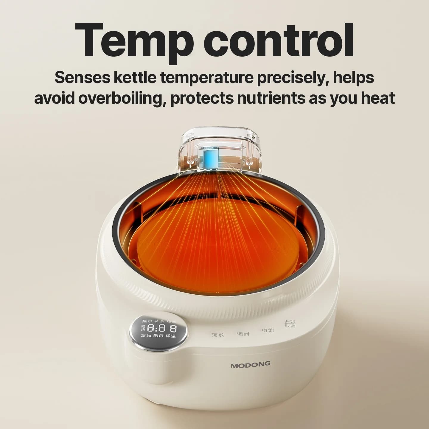 Glas elkedel med temperaturkontrol, 1L