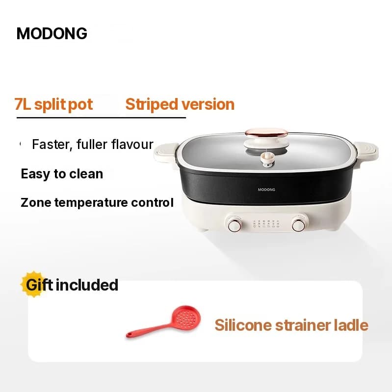 Elektrisk hotpot 7L med skillevæg eller fire sektioner, 220V, delt gryde