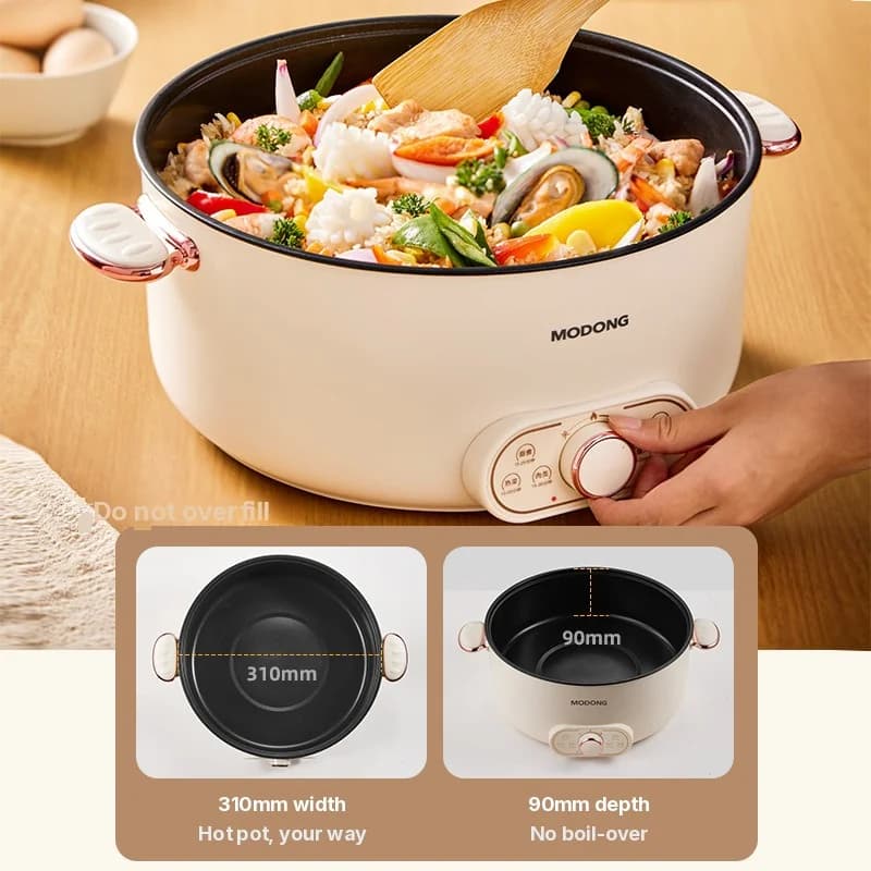 6L Elektrisk Hot Pot med Dampkurv, Non-stick