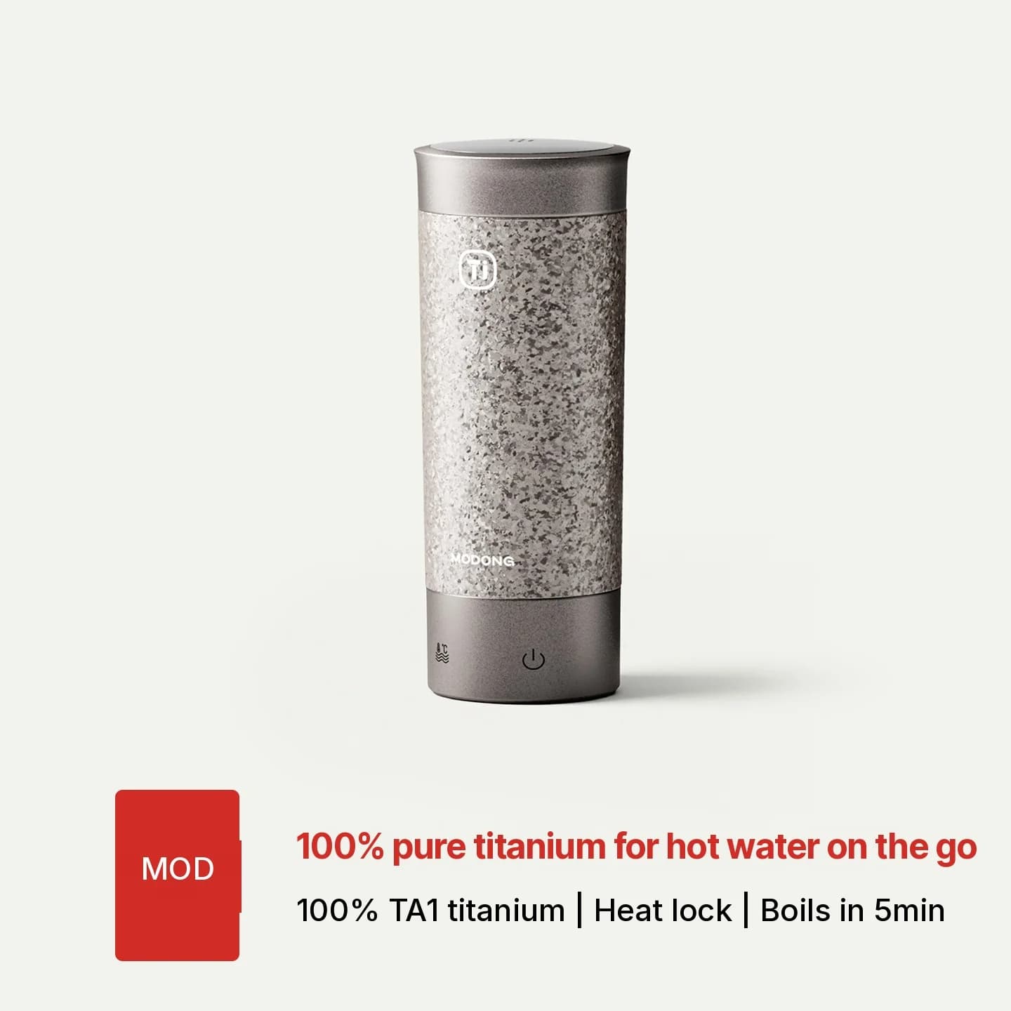 Bærbart elektrisk varmekrus i titanium 350ml gaveæske