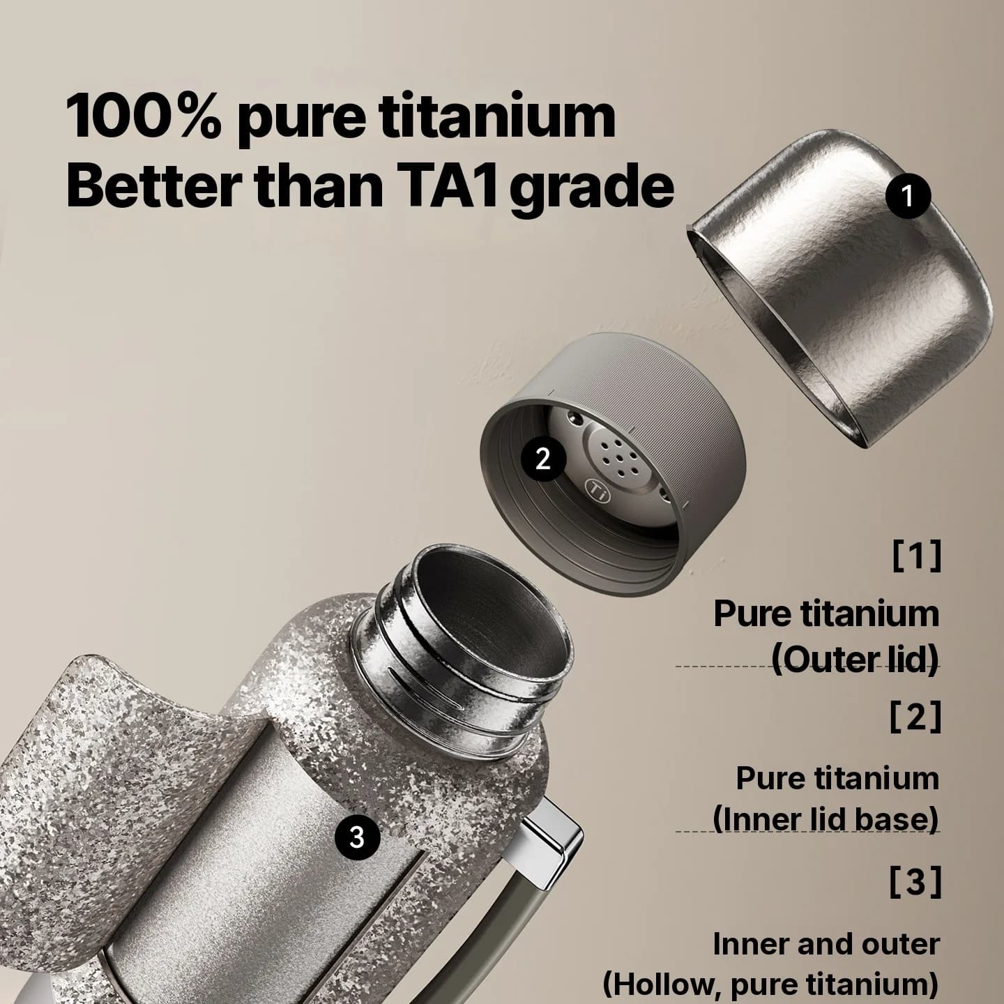 Rent titanium elektrisk varmebæger med isolering 1200ml