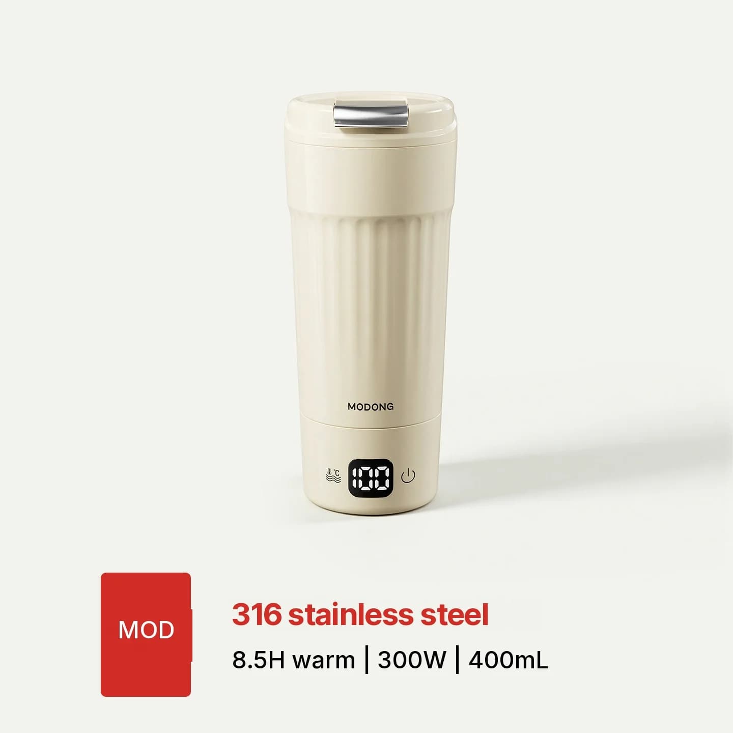 Bærbart elektrisk varmebæger, 400 mL, 7 temperaturindstillinger