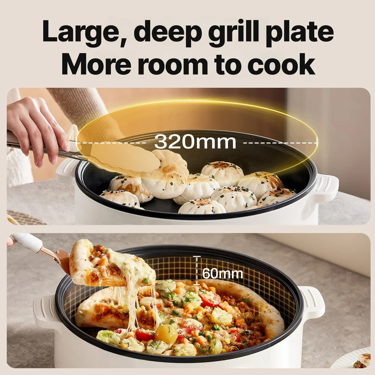 Elektrisk dobbeltsidet grillplade 4L non-stick 1800W