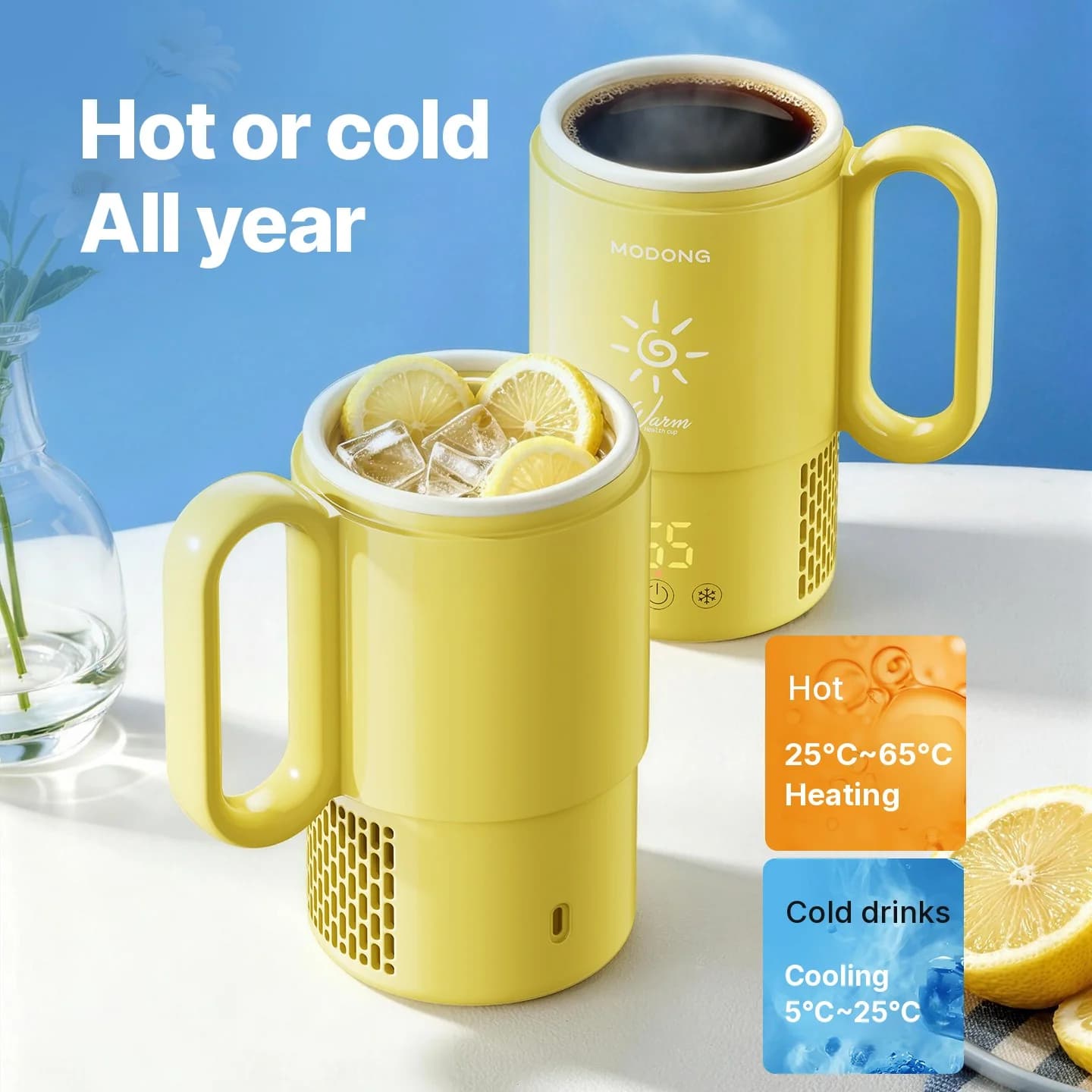 Mini køle- og varmekop, 450ml, 36W, touch-styring