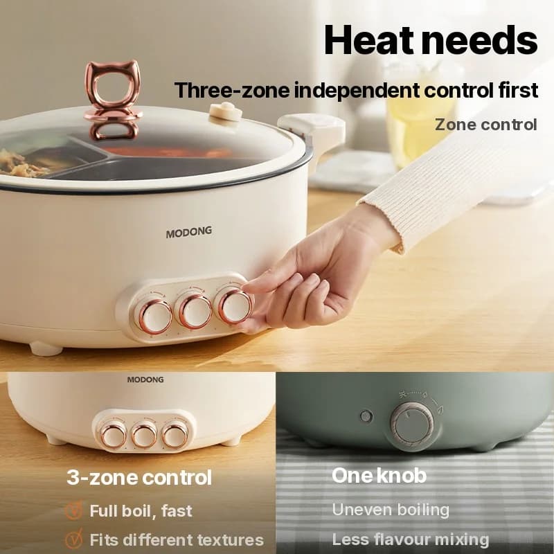 Elektrisk hot pot med skilleindsats 6L-8L, 220V, 5-6 personer