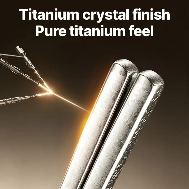 Sæt med spisepinde i rent titanium til hjemmebrug, 5 par