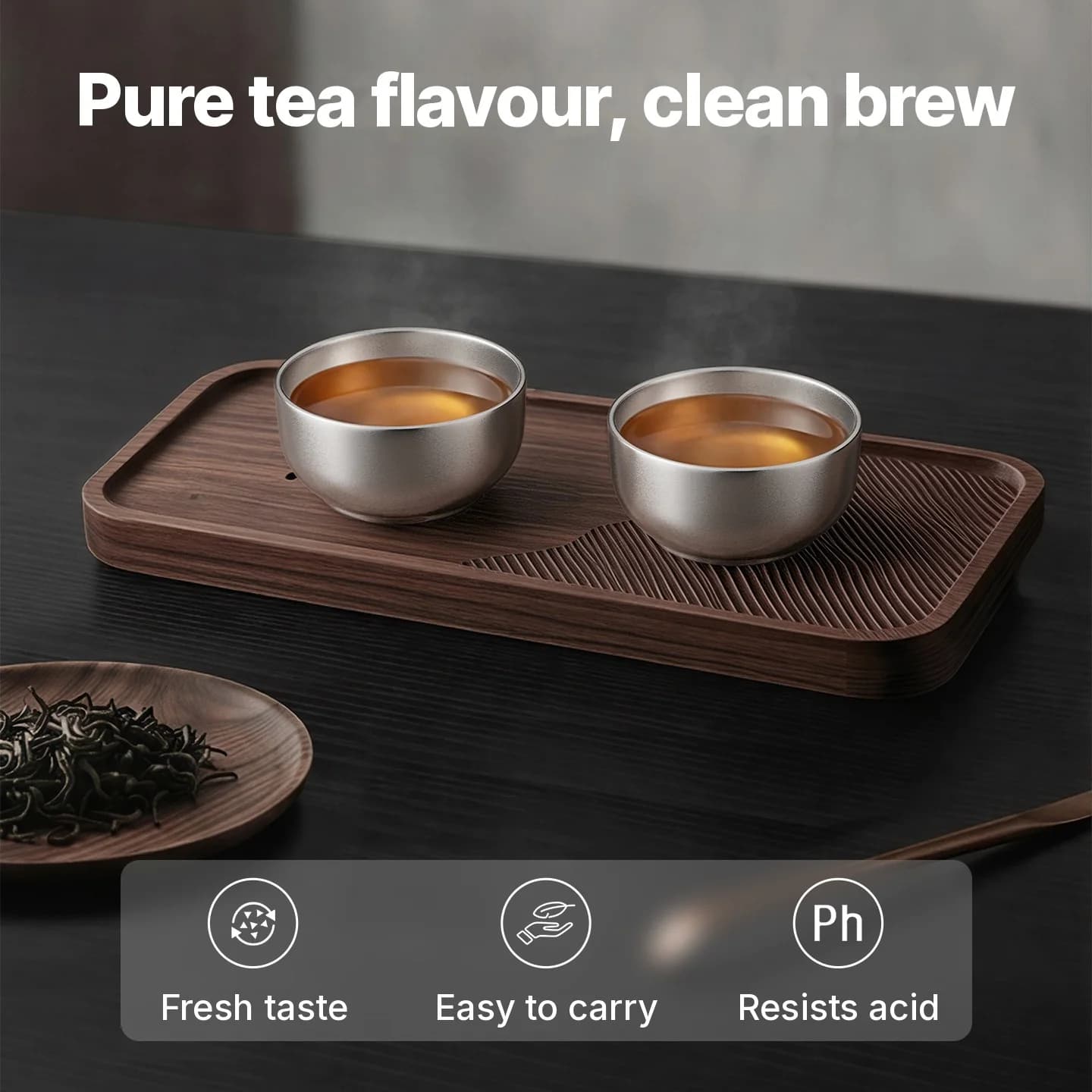 Rent titanium Gongfu-tekop sæt 55ml håndlavet, mat finish