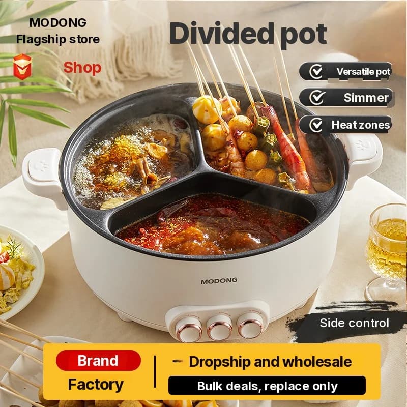 Elektrisk hot pot med skilleindsats 6L-8L, 220V, 5-6 personer